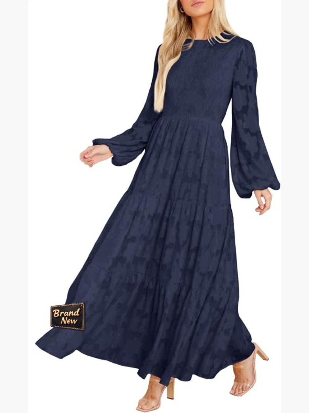 MITILLY Long Sleeve Maxi Dress Women Modest Formal Wedding Guest A-Line Floral